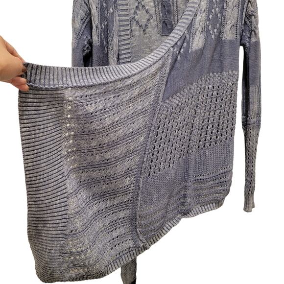 Knox Rose Open Knit Waterfall Open Cardigan Blue XS Long Sleeve Casual Cotton - Picture 5 of 8